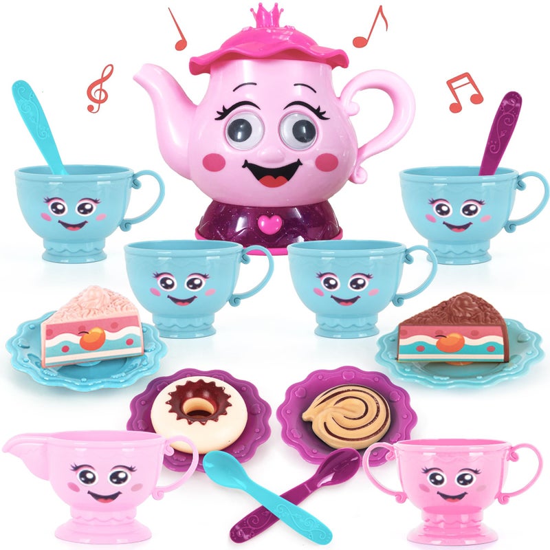 ArtCreativity Musical Tea Set for Girls 19 Piece Girls Tea Party Set Toddler Tea Set with Motion Activated Pouring Sound Music and Tea Sets for Toddlers 35 - Image 3