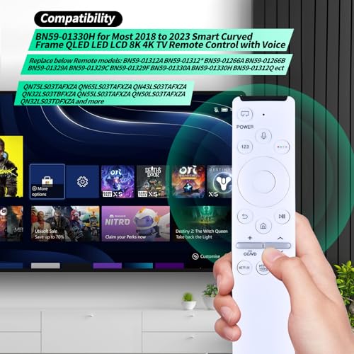 WDZP BN59-01330H Voice Remote Control Replacement for Most 2018 to 2023 Smasung Crystal UHD QLED The Frame QLED 4K 8K Smart TVs, sub for BN59-01330H/01312A/01266A/01292A Samsung TV Remote - Image 2