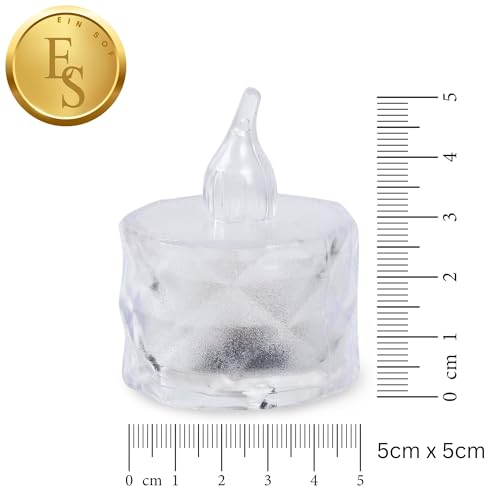 Ein Sof 6 Pcs Flameless and Smokeless Decorative Unscented Crystal Candles Transparent Acrylic Led Tea Light Candle for Decoration (6 Pieces, Yellow, 5 cm) - Image 5