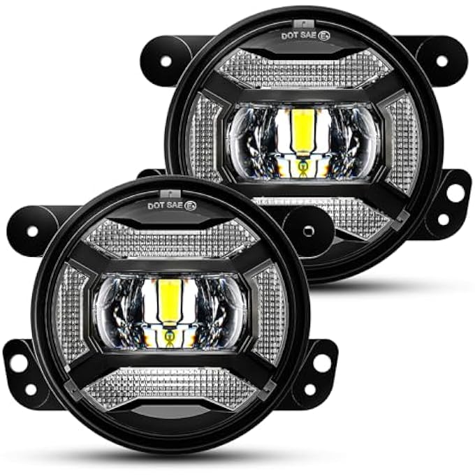 LX-LIGHT مصابيح ضباب LED فائقة السطوع 60 واط مقاس 4 بوصات مع DRL EMC متوافقة مع مصابيح المصد الأمامي لسيارة Jeep Wrangler Tj Lj Jk Dodge Journey - Image 1