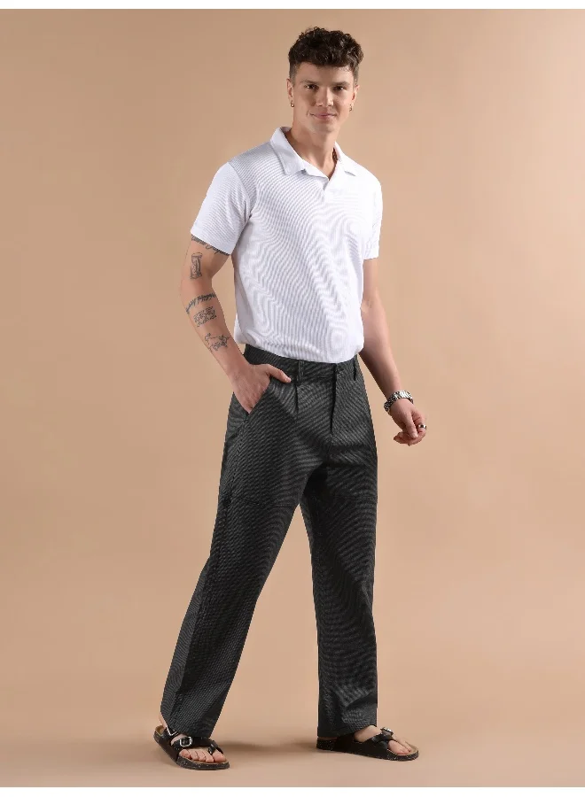 Beyoung Black Houndstooth Cargo Trouser
