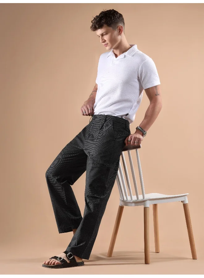 Beyoung Black Houndstooth Cargo Trouser