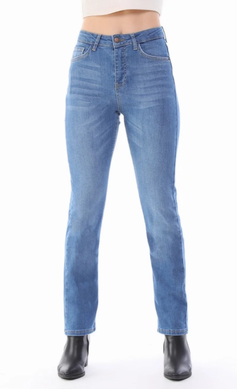 Cedy Denim Women's Straight Leg High Waist Regular Fit Lycra Trousers C607