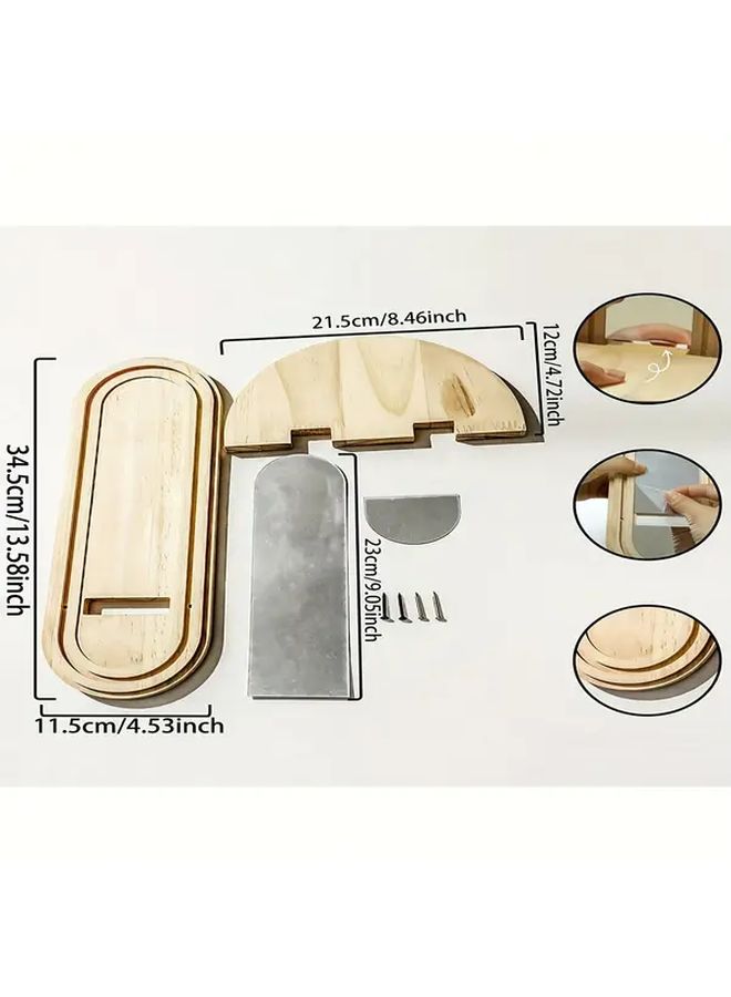 Wood Wall Mounted Shelf Set 1 Piece Vertical Storage Rack for Plant Book Bathroom - Image 3