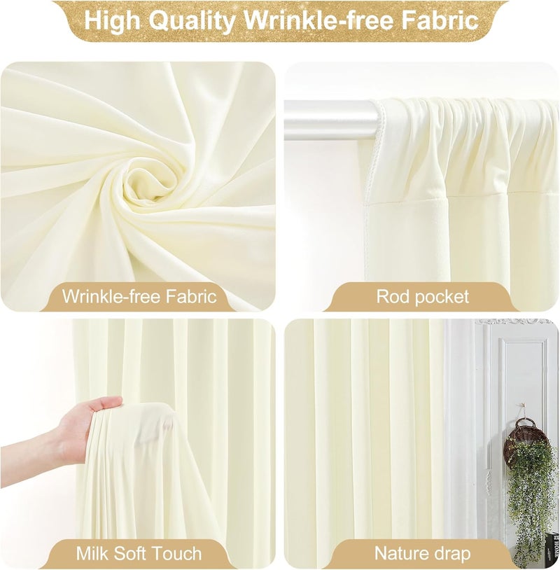 PARTISKY 24x10FT Ivory Backdrop Curtains for Wedding Parties, Wrinkle Free Polyester Photography Backdrop Drapes for Wedding Baby Shower Birthday Parties Stage Background Stand Decorations 4x10ft,6 Panels - Image 2