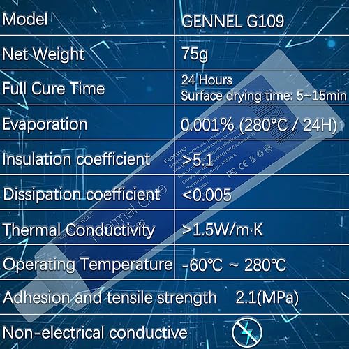 GENNEL G109 75Grams Thermal Glue, Thermal Conductive Plaster, Silicone Viscous Adhesive Compound for LED GPU Chipset Printer MOSFET Heatsink Cooling Sealing - Image 3