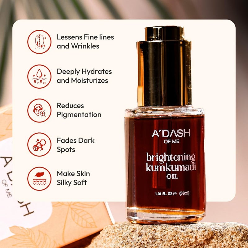 A Dash Of Me Brightening Kumkumadi Ayurvedic Face Oil 100 Pure Saffron Sandalwood Manjistha Natural Glow Skin Radiance For All Skin Types 30ml - Image 3