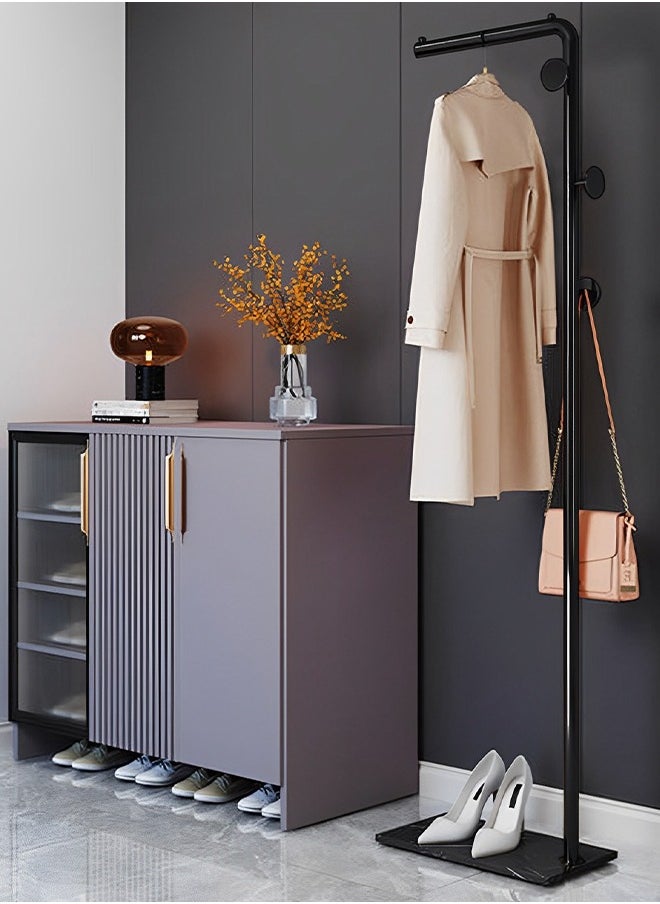 Occuwzz - Metal Freestanding Coat Shelf Lobby Coat Tree Shelf With 3 Hooks Large Coat Hanger Shelf With Stable Slate Base For Bedroom Office 62X32X8 Cm - Image 1