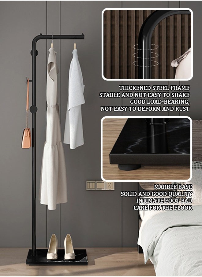 Occuwzz - Metal Freestanding Coat Shelf Lobby Coat Tree Shelf With 3 Hooks Large Coat Hanger Shelf With Stable Slate Base For Bedroom Office 62X32X8 Cm - Image 1