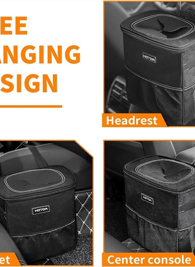HOTOR 3 Gallons Car Trash Can, Ultra Large Capacity Organizer and Storage with Adjustable Straps & Magnetic Snaps, Waterproof Car Accessory for Interior Car Stuff Storage, Black - Image 5