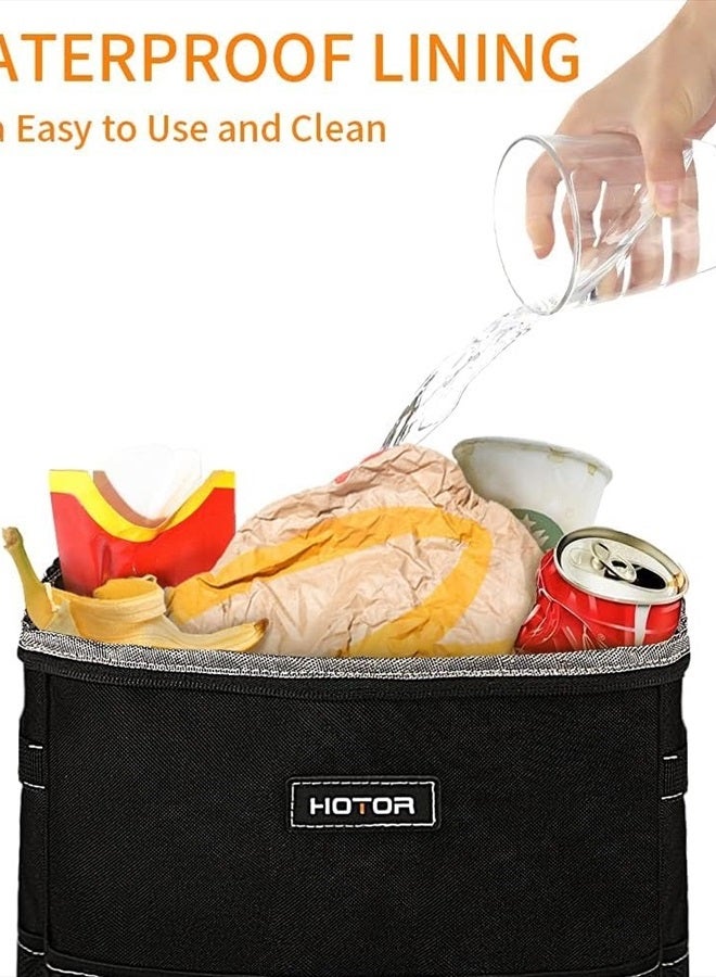 HOTOR 3 Gallons Car Trash Can, Ultra Large Capacity Organizer and Storage with Adjustable Straps & Magnetic Snaps, Waterproof Car Accessory for Interior Car Stuff Storage, Black - Image 4