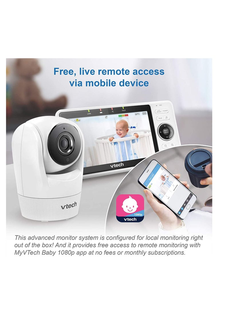 vtech - Vm901Hd Wifi Baby Monitor, Upgraded 5-Inch 720P Display, 1080P Camera, True-Colour Dayvision, Hd Nightvision, Fully Remote Pan Tilt Zoom, 2-Way Talk, Free Remote Access, Works With IOS, Android - Image 1