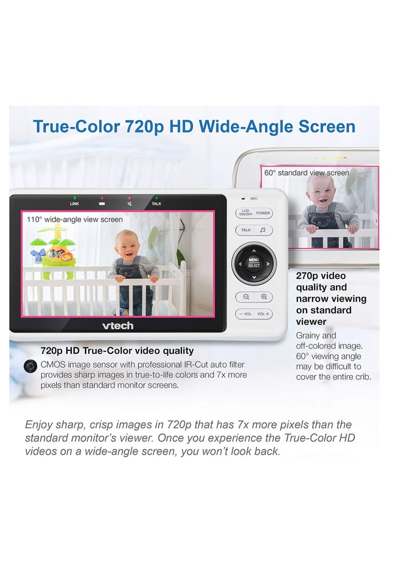 vtech - Vm901Hd Wifi Baby Monitor, Upgraded 5-Inch 720P Display, 1080P Camera, True-Colour Dayvision, Hd Nightvision, Fully Remote Pan Tilt Zoom, 2-Way Talk, Free Remote Access, Works With IOS, Android - Image 1