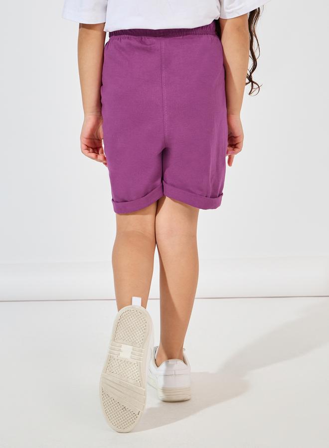 Styli Basic Shorts with Turn-Up Hem  - Image 4