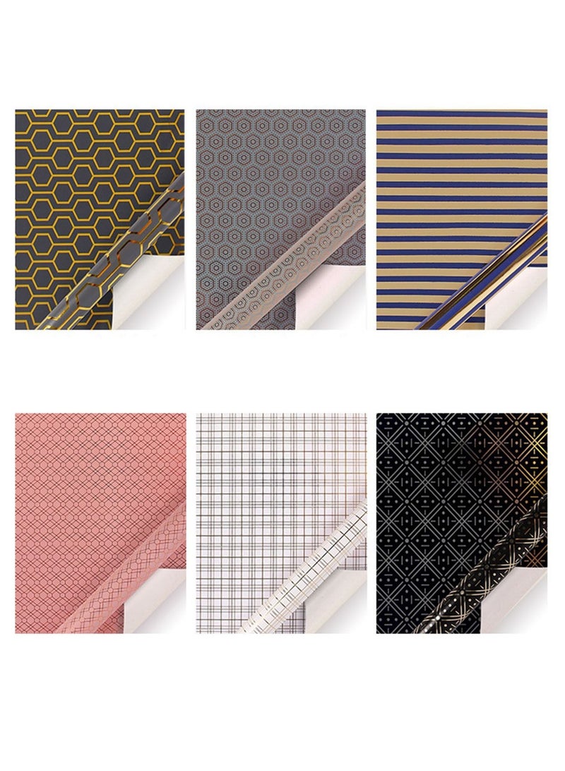 6 Sheets Gift Wrapping Paper Kraft for Birthday Baby Shower Wedding Mother's Day Father's Day New Year Gifts Wrapping with Sticker and Tape - Image 2