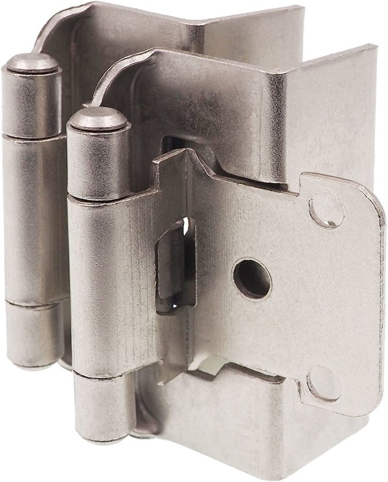 DecoBasics 1/2" Overlay Full Wrap Cabinet Hinges for Kitchen (5 Pair /10 Pcs) -Satin Brushed Nickel Full Wrap Around Self Closing Cabinet Hinges - Image 1