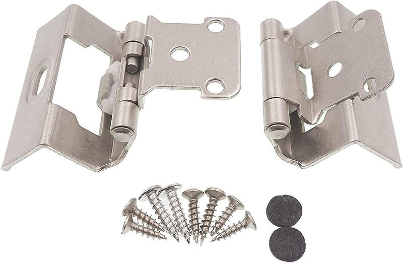 DecoBasics 1/2" Overlay Full Wrap Cabinet Hinges for Kitchen (5 Pair /10 Pcs) -Satin Brushed Nickel Full Wrap Around Self Closing Cabinet Hinges - Image 3