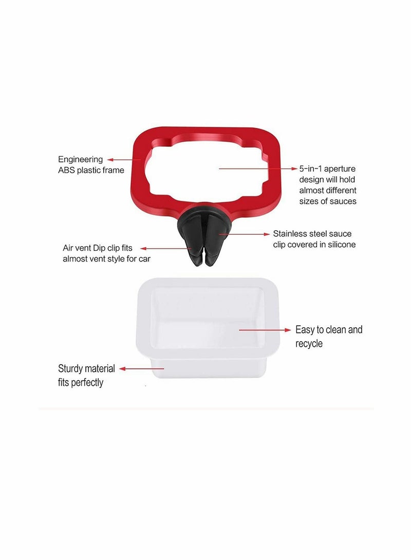 Dip Clip, In-Car Sauce Cup Holder Set for Vents of Vehicle, for Ketchup and Dipping Sauces (2 Pack, Red) - Image 3