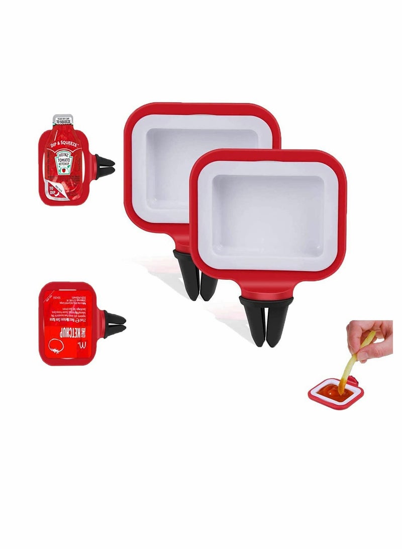 Dip Clip, In-Car Sauce Cup Holder Set for Vents of Vehicle, for Ketchup and Dipping Sauces (2 Pack, Red) - Image 1
