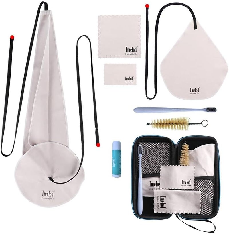 Imelod Saxophone Cleaning kit with Case for Alto Tenor Clarinet Flute and other Wind & Woodwind Struments Including Sax Cleaning Cloth(4pcs),Mouthpiece Brush(Dark Gray) - Image 1