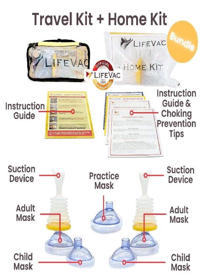 LifeVac - LifeVac Home & Yellow Travel Combo Kit - Portable Suction Rescue Device, First Aid Kit for Kids and Adults, Portable Airway Suction Device for Children and Adults - Image 1