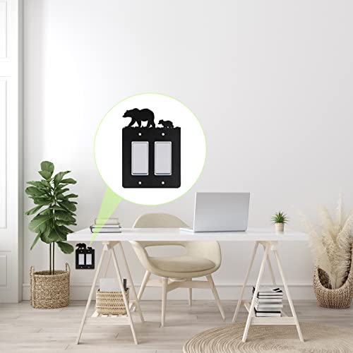 Lothee 6 Pcs Metal Bear Light Switch Cover Plate Moose Tree Mountain Elk Forest Outlet Plate Toggle Outlet Wall Cover for Home(Double Rocker) - Image 5