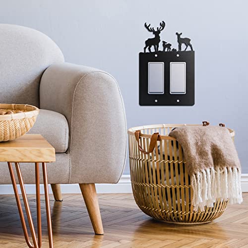 Lothee 6 Pcs Metal Bear Light Switch Cover Plate Moose Tree Mountain Elk Forest Outlet Plate Toggle Outlet Wall Cover for Home(Double Rocker) - Image 3