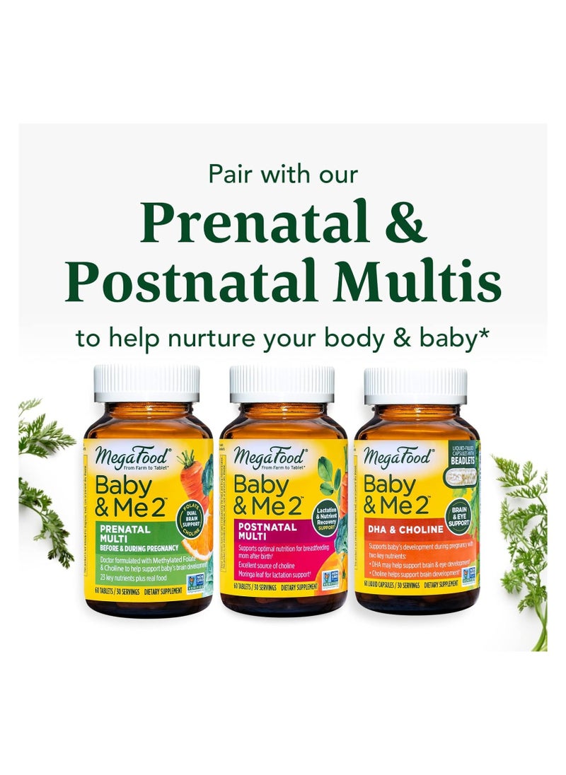 MegaFood DHA & Choline Baby & Me 2 Doctor Formulated Support baby brain development, when pregnant or nursing 60 Capsules 30 Servings  - Image 4