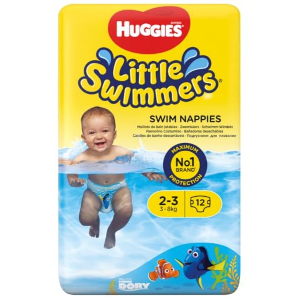 Little Swimmers, Swim Nappies - Size 2-3, 12 Pants - Adjustable Tabbed Sides for Secure Fit - Maximum Protection Swimming Nappies with Fun Designs