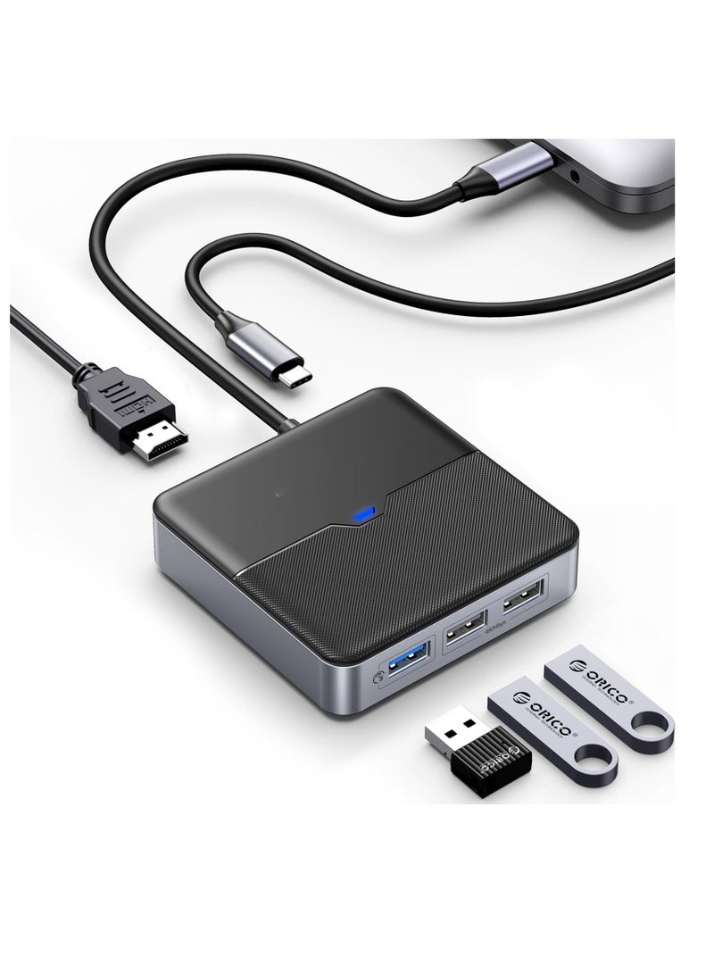 Excefore 5 in 1 USB C Hub, USB C Docking Station with 4K HDMI, 60W PD Charging, USB Port 5 Gbps, 2 USB Port 480Mbps, Type C Multiport Adapter for Laptop  - Image 1