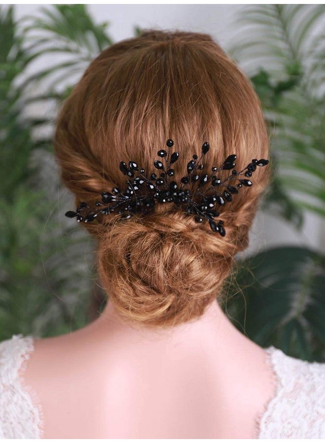 YERTTER Black Crystal Hair Comb Bridal Vintage Beads Headpiece Women Hair Comb Bridal Hair Comb Wedding Hair Piece Wedding Accessories - Image 3