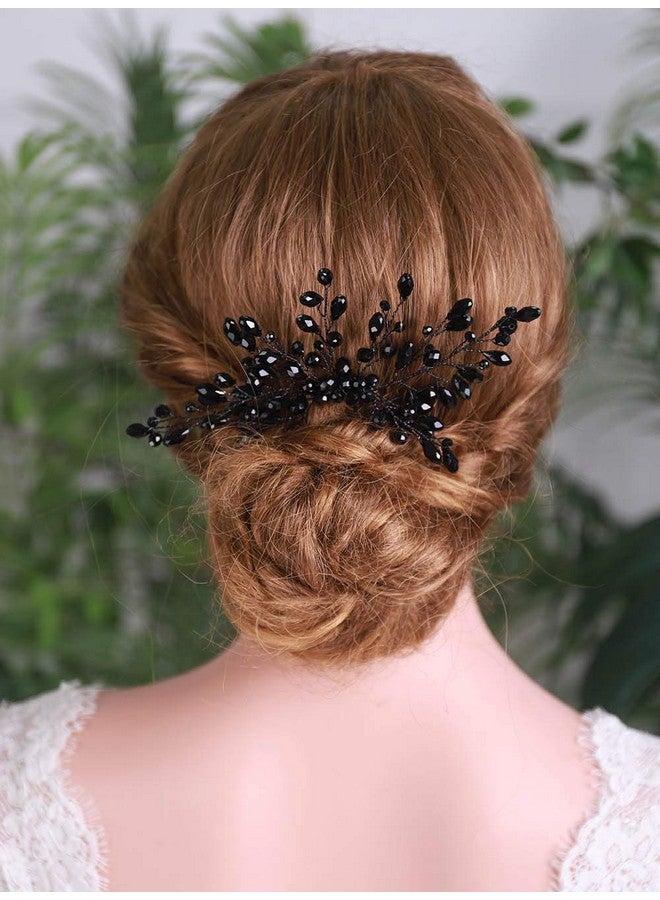 YERTTER Black Crystal Hair Comb Bridal Vintage Beads Headpiece Women Hair Comb Bridal Hair Comb Wedding Hair Piece Wedding Accessories - Image 1
