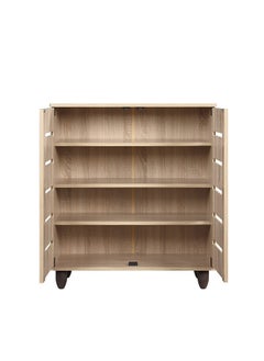 DANUBE HOME Ricky Shoe Rack Cabinet 14 Pairs 2 Door 3 Shelves Shoe Storage Organizer For Entryway Natural Oak 76x33x86 cm  - Image 4