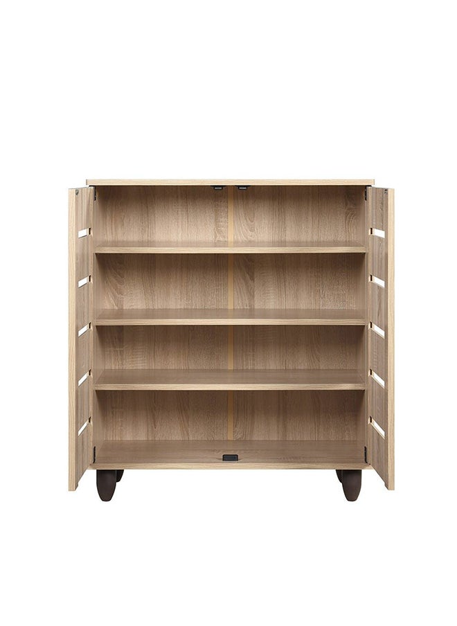 DANUBE HOME Ricky Shoe Rack Cabinet 14 Pairs 2 Door 3 Shelves Shoe Storage Organizer For Entryway Natural Oak 76x33x86 cm  - Image 4