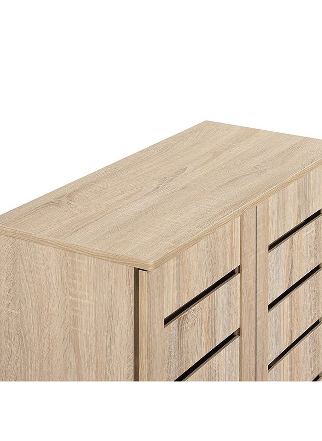 DANUBE HOME Ricky Shoe Rack Cabinet 14 Pairs 2 Door 3 Shelves Shoe Storage Organizer For Entryway Natural Oak 76x33x86 cm  - Image 3