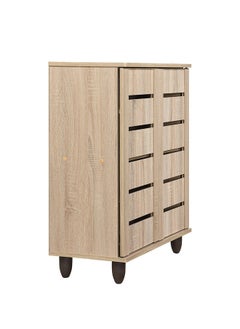 DANUBE HOME Ricky Shoe Rack Cabinet 14 Pairs 2 Door 3 Shelves Shoe Storage Organizer For Entryway Natural Oak 76x33x86 cm  - Image 2