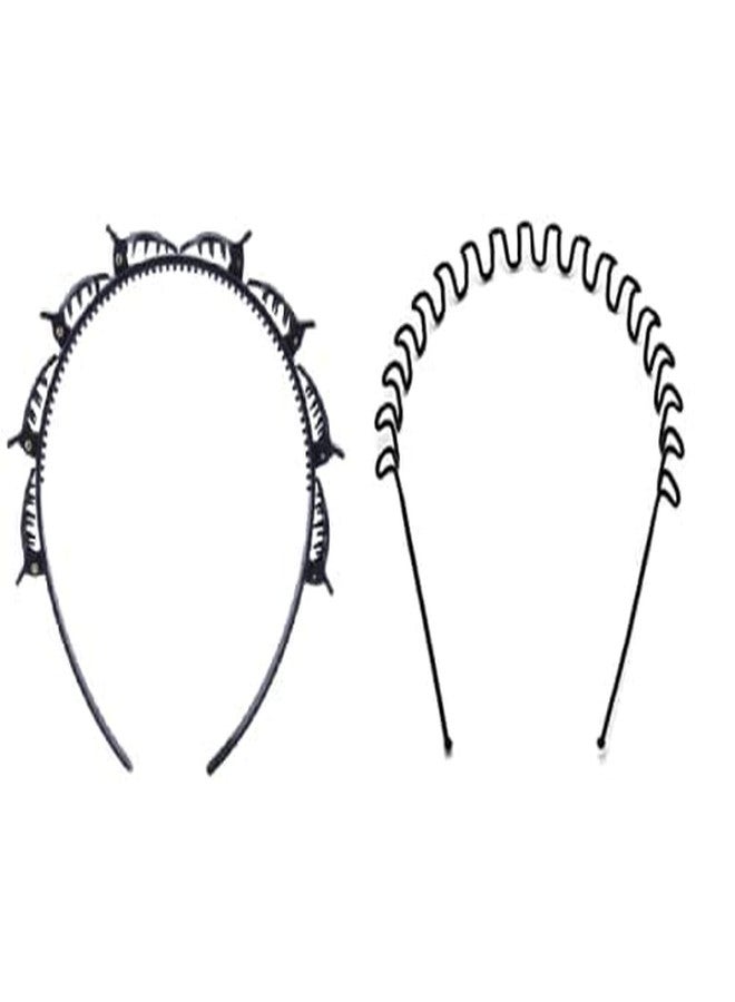 Evrysdi Double Layer Twist Plait Headband Plastic Hair Clips Hair Pin for Women and Girls Hairstyle Hair Tools (Pack of 2, Black-Brown) - Image 1