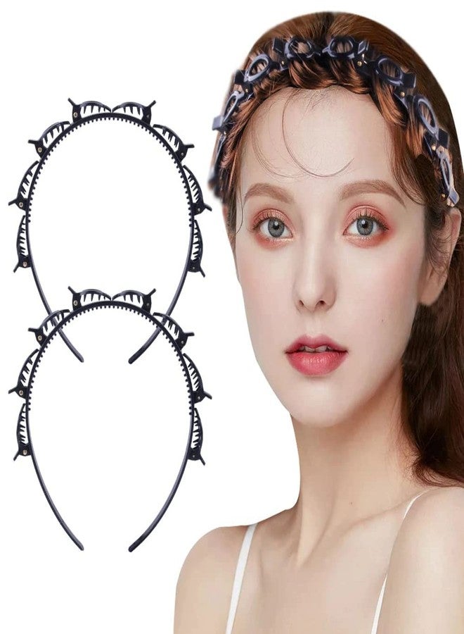 Evrysdi Double Layer Twist Plait Headband Plastic Hair Clips Hair Pin for Women and Girls Hairstyle Hair Tools (Pack of 2, Black-Brown) - Image 2