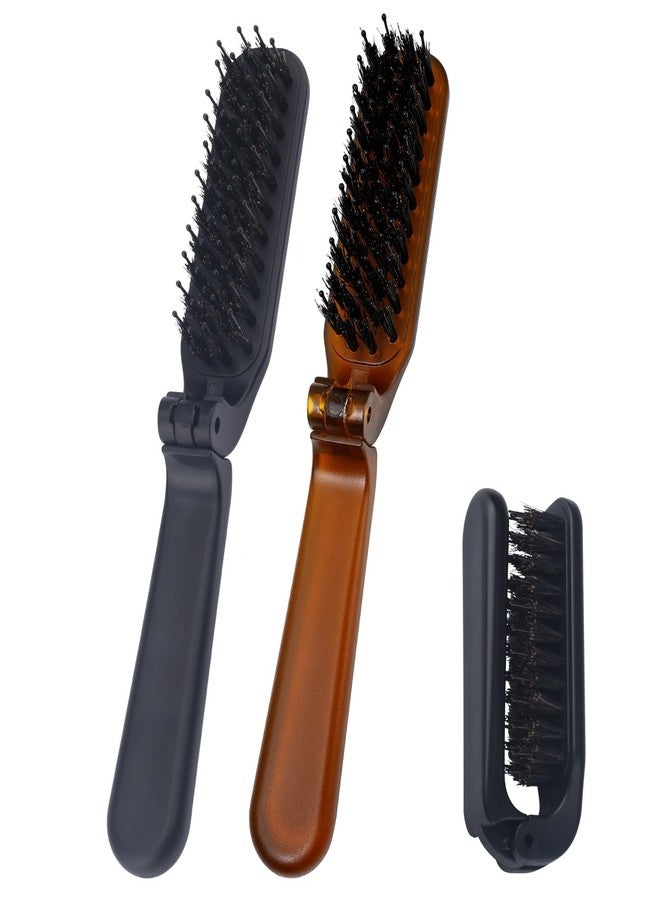 GENPAI Portable Folding Hair Detangling Comb - 2-Pack (Black + Brown) - Travel-Friendly Detangler for All Hair Types - Image 1