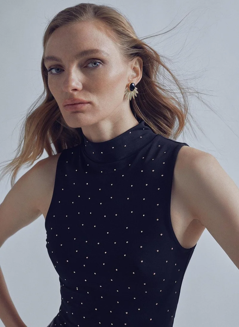 Lola Casademunt Perkins collar top with rhinestone detail