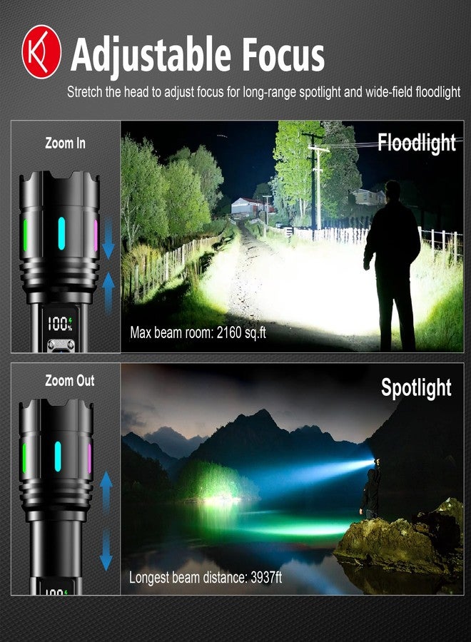 Shadowhawk Flashlight 20000 High Lumens Rechargeable - 30W Super Bright LED Flash Light with LCD Display | 3937ft Beam & 12H Long Lasting USB C Powerful Handheld Flashlight for Home, Camping, Hiking, Emergency - Image 3