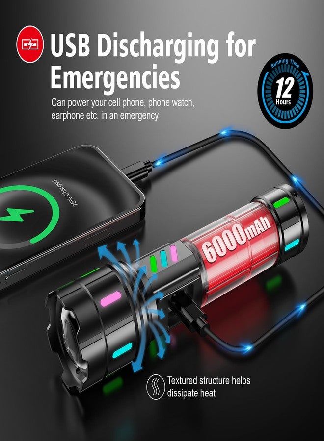 Shadowhawk Flashlight 20000 High Lumens Rechargeable - 30W Super Bright LED Flash Light with LCD Display | 3937ft Beam & 12H Long Lasting USB C Powerful Handheld Flashlight for Home, Camping, Hiking, Emergency - Image 5