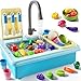 JUKUDAHU Play Sink with Running Water Play Kitchen Toys Sink for Kids 3 4 5 6 7 Years Old Electrical Dishwasher Color Changing Kitchen Accessories Dishes Games Gifts for Toddlers 35 - Image 3