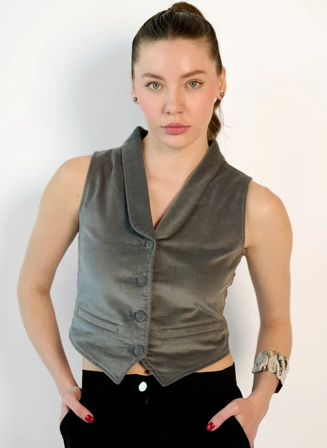 فيرجيو Virgio Women Solid Pure Cotton V-Neck Waistcoat