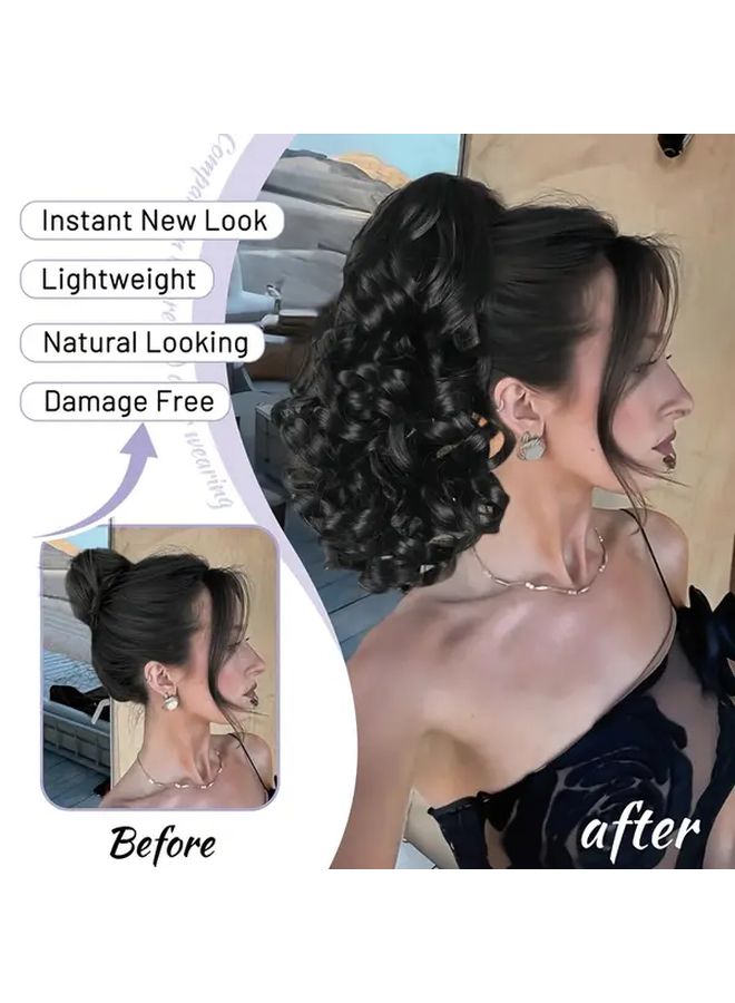 12 Inch Long Synthetic Curly Ponytail Extension With Grab Clip Roman Style Voluminous Hairpiece For Women Secure Clip In For Weddings Parties Casual Attire All Ethnicities Hair Styling Accessories Easy Application - Image 3