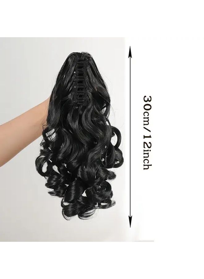 12 Inch Long Synthetic Curly Ponytail Extension With Grab Clip Roman Style Voluminous Hairpiece For Women Secure Clip In For Weddings Parties Casual Attire All Ethnicities Hair Styling Accessories Easy Application - Image 4