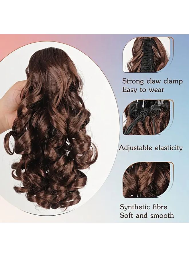12 Inch Long Synthetic Curly Ponytail Extension With Grab Clip Roman Style Voluminous Hairpiece For Women Secure Clip In For Weddings Parties Casual Attire All Ethnicities Hair Styling Accessories Easy Application - Image 2