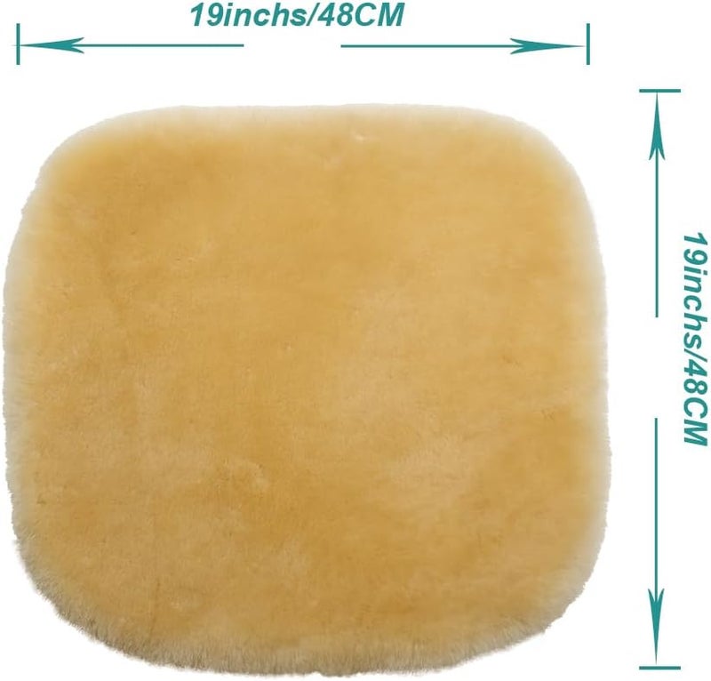 OGLAND 19 Inch Luxurious Authentic Australia Sheepskin Car Seat Cover for Auto Interior Accessories with Soft Fluffy Wool Eco-Friendly Natural Fur Non-Slip (Front, Light Yelllow) - Image 2