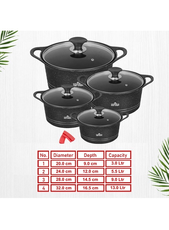 Sonex Diecast Eden King Non-Stick Cookware Set, 10-Piece, Glass Lids & Silicone Holders, 3L-13L, Advanced Korean Diecast Technology, Marble Non-Stick Coating, Dishwasher Safe, PTFE & PFOA-Free, Black - Image 5