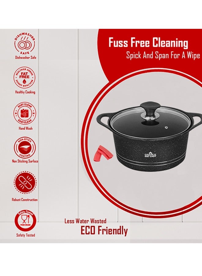 Sonex Diecast Eden King Non-Stick Cookware Set, 10-Piece, Glass Lids & Silicone Holders, 3L-13L, Advanced Korean Diecast Technology, Marble Non-Stick Coating, Dishwasher Safe, PTFE & PFOA-Free, Black - Image 3